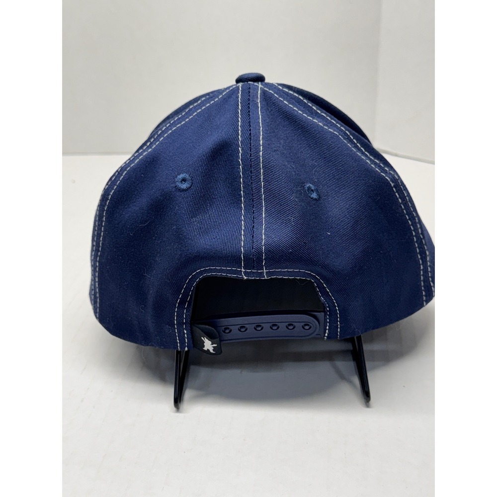 Grizzly Griptape Navy Blue Snapback Hat White Contrast Stitch Script Logo Hat - Picture 2 of 6